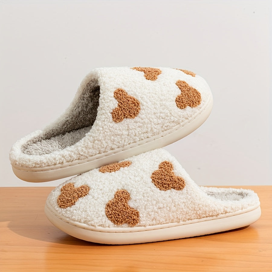 Cute Cartoon Mouse Pattern Slippers - Casual Slip-On Plush Lined Shoes, Comfortable Indoor Home Footwear