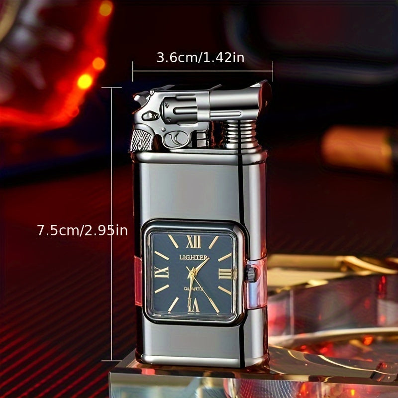 Windproof Vintage Jet Torch Lighter – Watch Bezel Design with Eagle Head, Butane Refillable, Flame Torch (Butane Not Included)