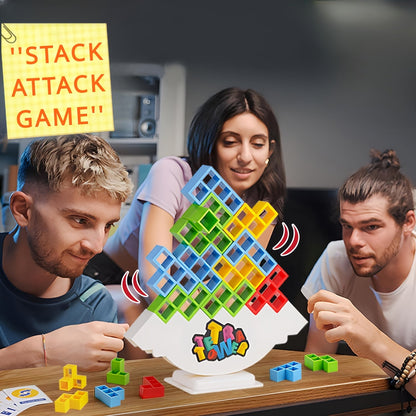 Stack Attack Game - Viral Interactive Balance Stacking Block Board Game for Family, Class and Office - Random Color