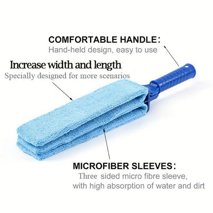 Extra Large Blinds Duster Pro – 16.5x2.8in, Extendable Window Blinds Cleaner with 2 Soft Microfiber Sleeves and Long Handle – Effective for Blinds, Vents, Fans, and More (1 Pc)