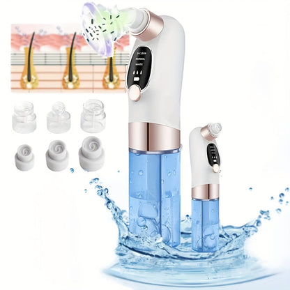 6-in-1 Advanced Electric Blackhead Remover Kit - Rechargeable, Portable Facial Cleansing Device with Exfoliating, Massaging, LED Light Functions | Ideal Skin Care Tool for Men, Women, Perfect Mother's Day Gift