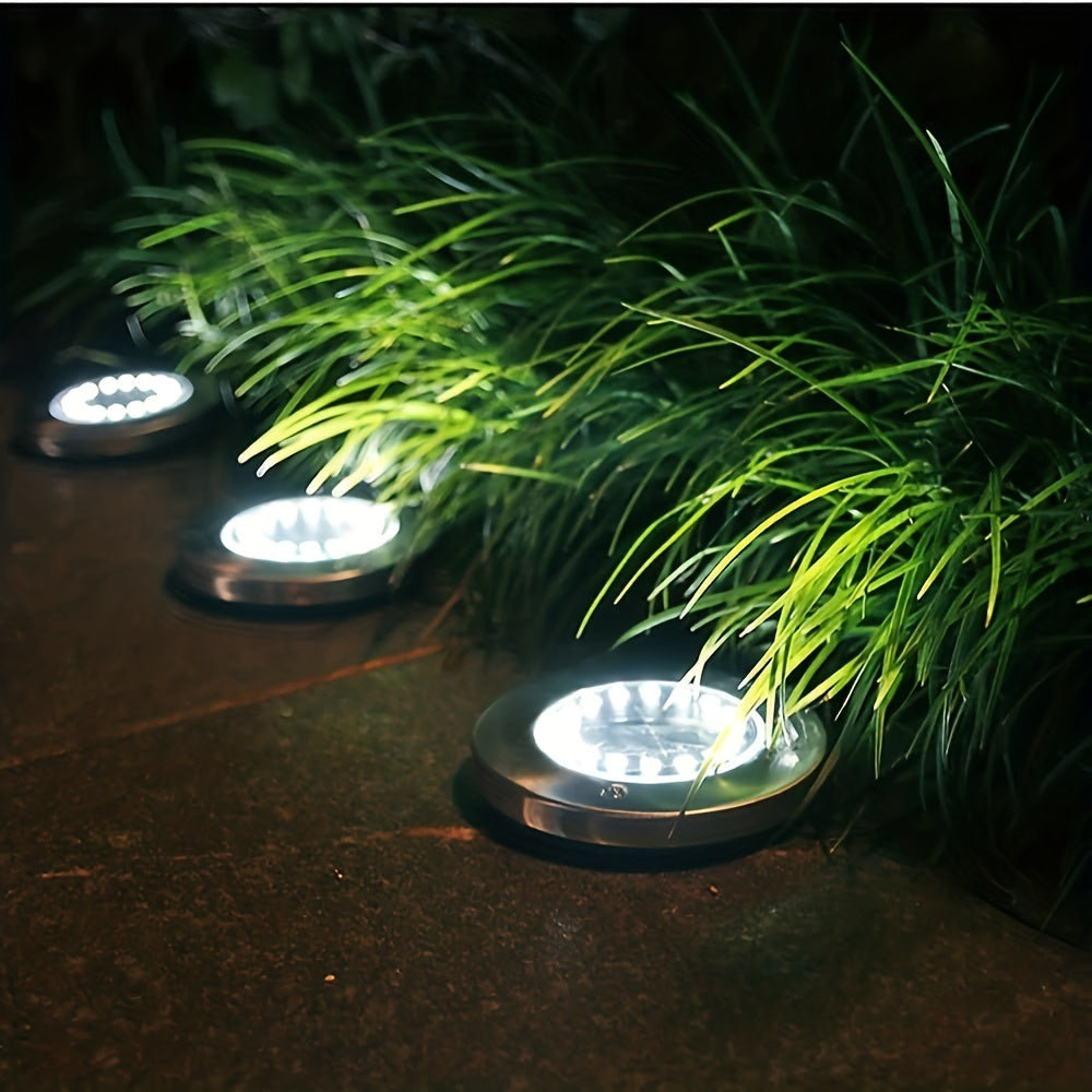 LED Ground Spot Solar Lights – Waterproof Outdoor Landscape Lighting for Pathways, Gardens, and Lawns – Solar Disk Floor Lamps (4/8 Pack)