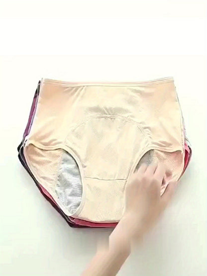 8pcs Plus Size Women's Comfortable Solid Panties - Leakproof, Breathable, Ultra-Absorbent Period Briefs for Menstrual Cycle - Soft, Stretchy, Skin-Friendly Fabric for All-Day Comfort
