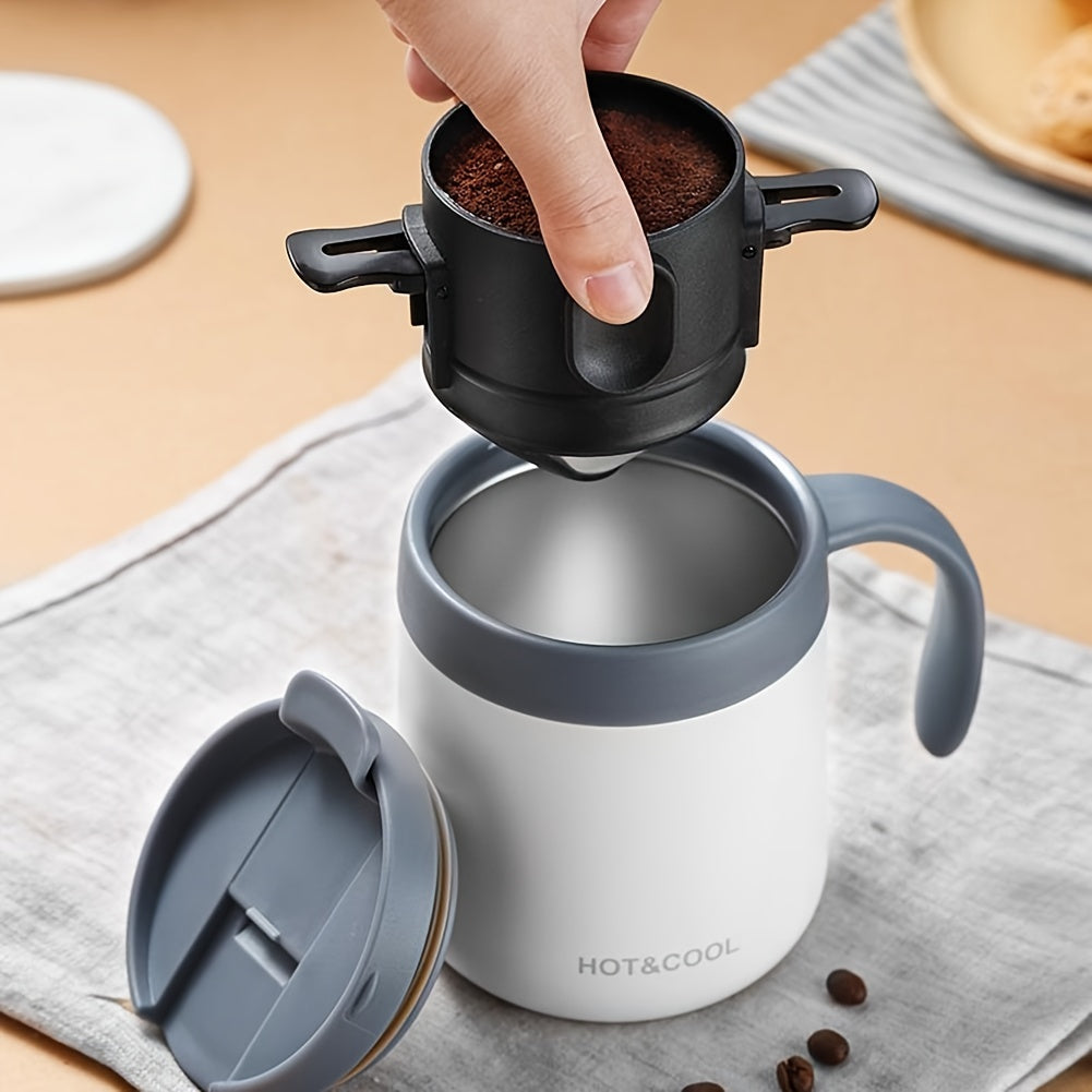 Portable Little Angel Design Foldable Coffee Filter Cup - Durable 304 Stainless Steel, Double Layer Construction for Hand-Pour Coffee, Compact, Lightweight, Easy to Clean