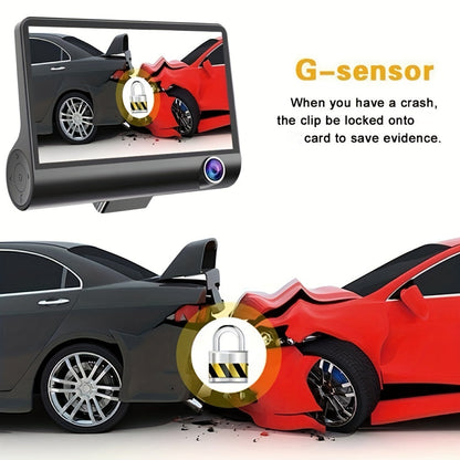 1080P Three Camera Recorder - On-Dash Cameras with Night Vision, Car DVR for Safe Driving
