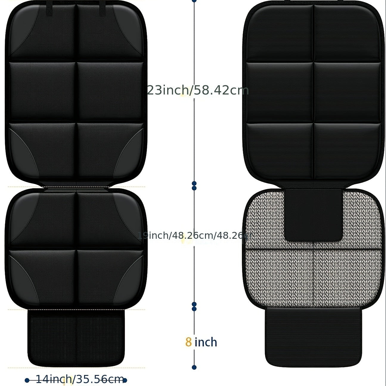 2 Piece Car Seat Protector - Waterproof 600D Fabric, Large Seat Cushion with Storage Pockets, Collision Test Approved