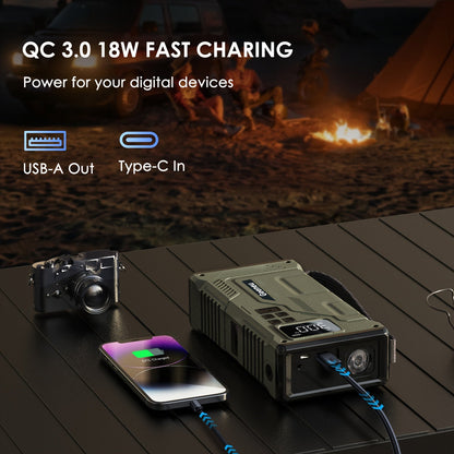 3000A Peak Car Jump Starter with Air Compressor – Portable 12V Battery Charger, 150PSI Digital Tire Inflator, QC18W Fast Charge, LED Emergency Light – Multi-Function Power Bank for 9.0L Gas/7.5L Diesel Vehicles