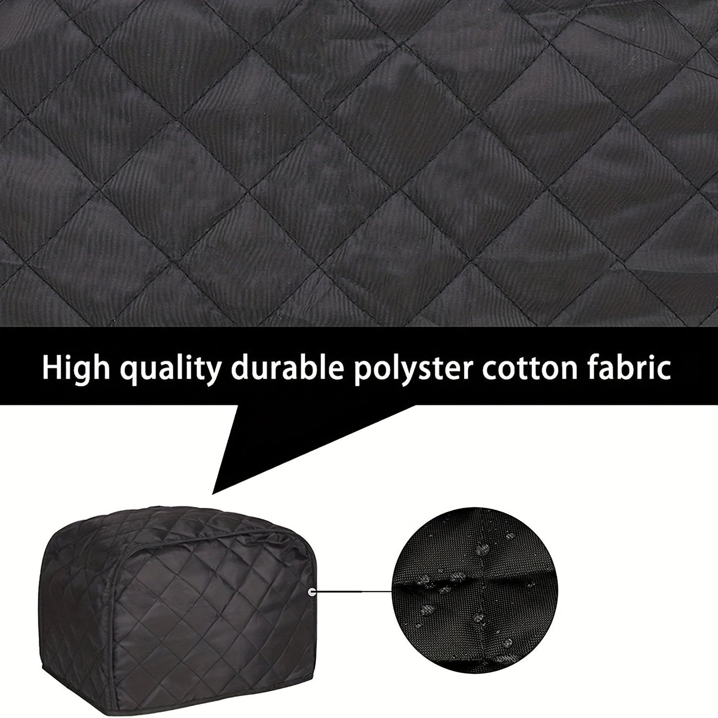 Toaster Cover - Quilted Polyester Fabric for 2 and 4 Slice Toasters - Dust-Proof with Fingerprint Protection, Fits Most Standard Models