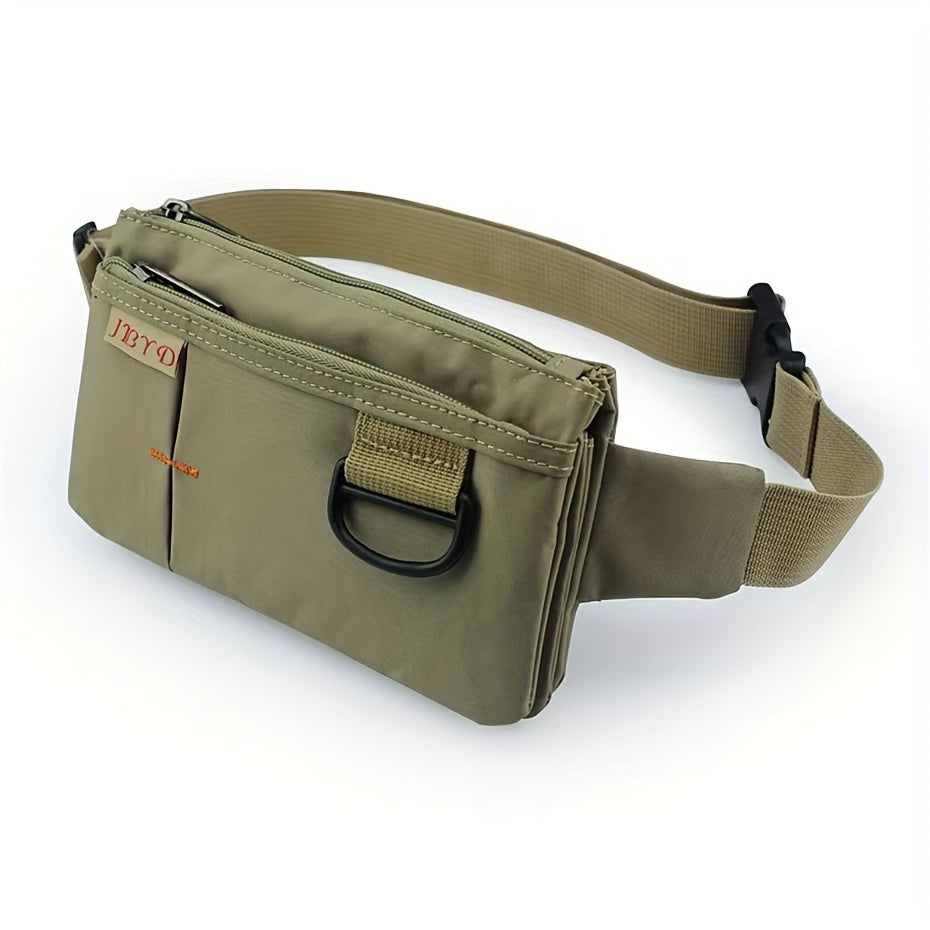 Ultra-Lightweight Multi-Layer Waist Pack - Water-Resistant Nylon, Zipper Closure | Solid Color Design for Hiking, Cycling, Jogging, Outdoor Sports | Durable with Reinforced Sewing
