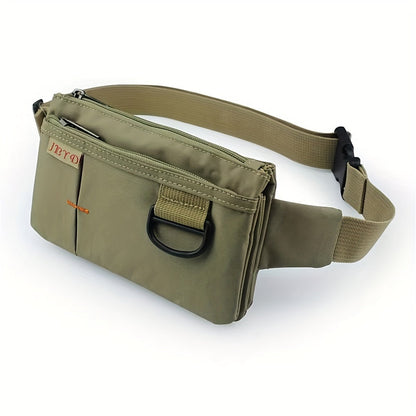 Ultra-Lightweight Multi-Layer Waist Pack - Water-Resistant Nylon, Zipper Closure | Solid Color Design for Hiking, Cycling, Jogging, Outdoor Sports | Durable with Reinforced Sewing
