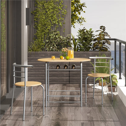 Costoffs Modern Round Compact Dining Table and 2 Chairs Set - Space-Saving Table Set for Kitchens, Apartments, and Dorm Rooms