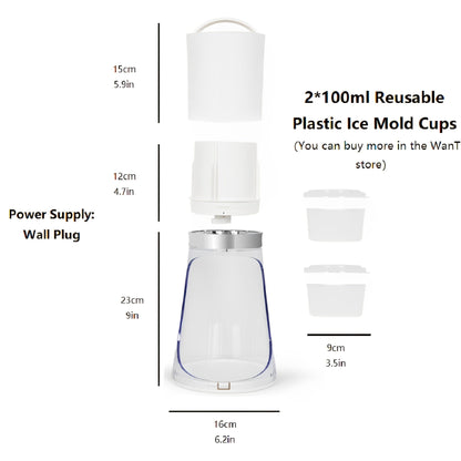 Electric Ice Shaver and Snow Cone Machine - Includes 2 Reusable 3.38oz Plastic Ice Mold Cups - Essential Kitchen Accessory
