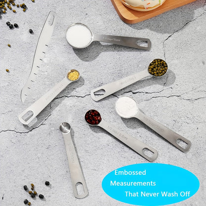 20 Piece Stainless Steel Measuring Cups and Spoons Set - Stackable Cups, Spoons, and Leveler for Dry and Liquid Ingredients - Essential Baking Tools for Kitchen