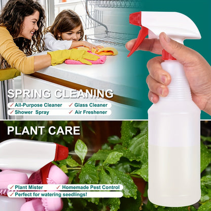 2 Pack Leak-Proof 16oz HDPE Spray Bottles - Adjustable Nozzle, BPA Free for Cleaning, Plants, Pets, Bleach, Vinegar and Alcohol