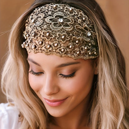 3 Piece Elegant Floral Beaded Wide Headbands Set - Fashionable Hair Accessories for Women, Perfect for Casual Wear