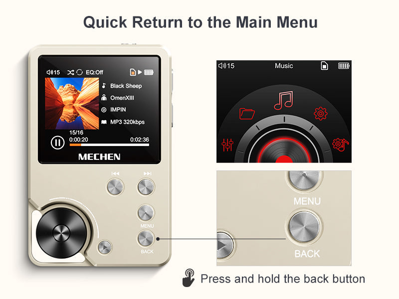 High-Quality Lossless MP3 Player MECHEN-M30 – HiFi with 64GB Memory Card, Supports Up to 256GB