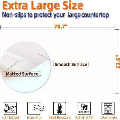 Extra Large Super-Sized Silicone Baking Mat - Heatproof, Easy Clean, Waterproof, Anti-Slip Grip, Durable Table Protector for Pastry, Dining and Desk, Stylish Kitchen Decor