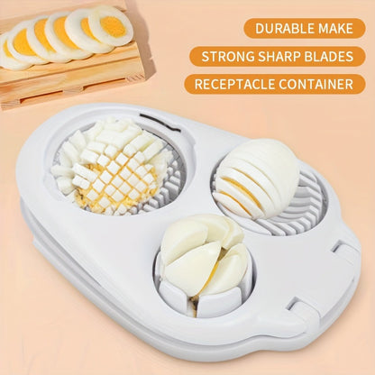 Heavy-Duty Egg Slicer - 3 Slice Modes for Hard Boiled Eggs and Dicing Fruits like Strawberries, Mushrooms, and Tomatoes