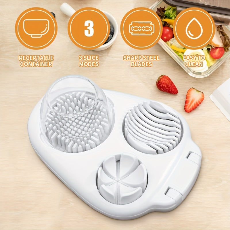 Heavy-Duty Egg Slicer - 3 Slice Modes for Hard Boiled Eggs and Dicing Fruits like Strawberries, Mushrooms, and Tomatoes
