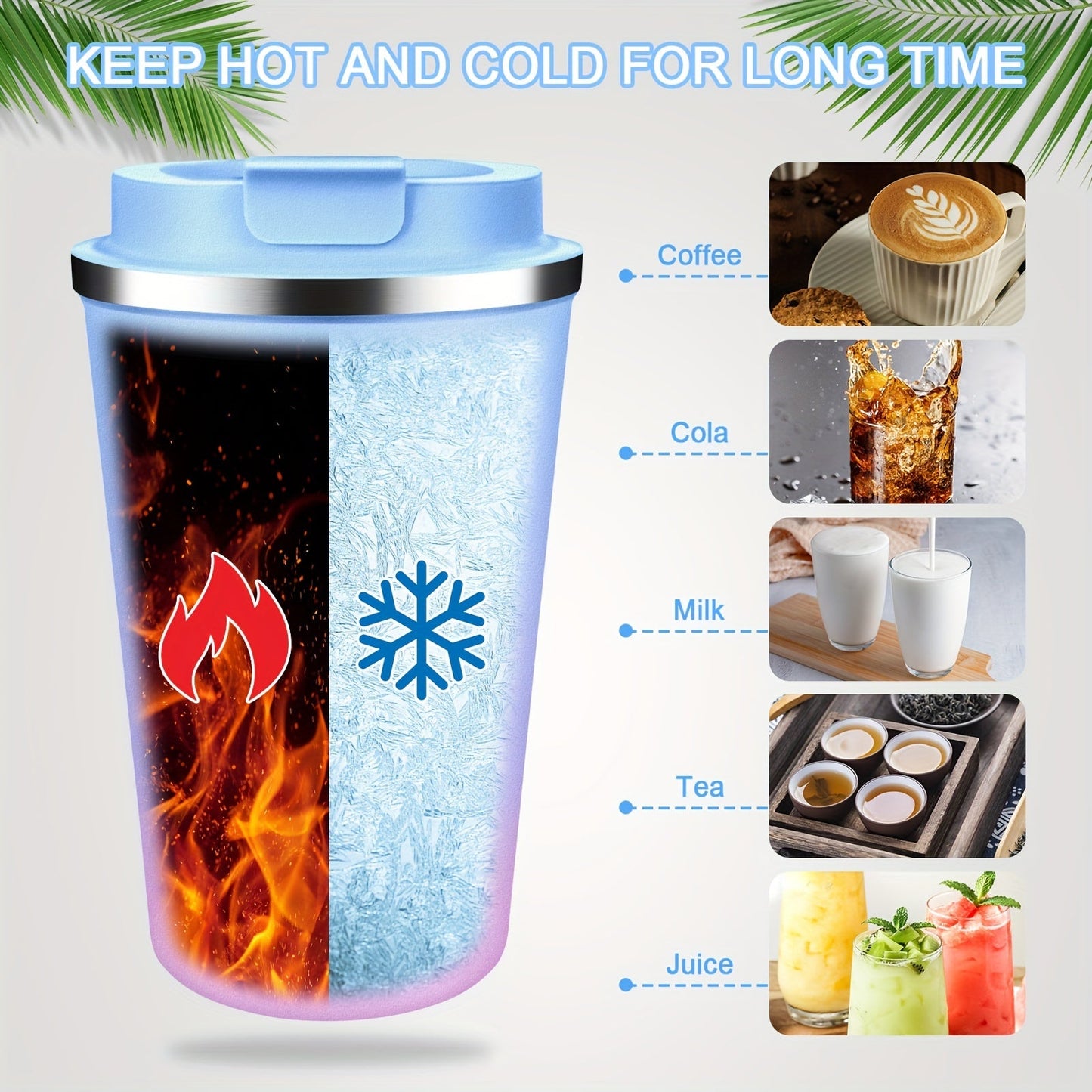 Stainless Steel Insulated Travel Coffee Mug with Lid – Reusable, BPA-Free, Leak Proof, Non-Slip Base – Christmas Winter Theme, 12oz and 17oz Options, Round Shape with Letter Print – Ideal for Hot Beverages