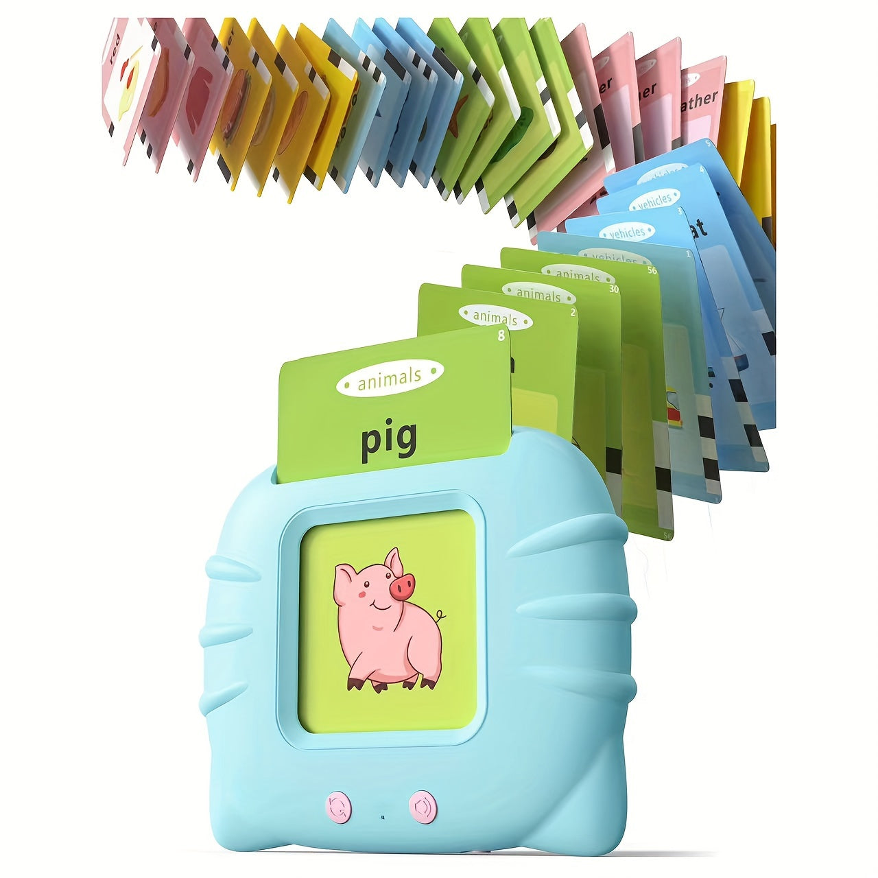 Interactive Montessori Flash Card Toy for Ages 0-3 – Talking Educational Playset with 112 Double-Sided Vocabulary Cards, Bilingual Language Activity for Toddler Sensory Learning, Perfect Kids Gift