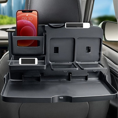 Adjustable and Foldable Car Dining Table with Cup Holder – Portable Backseat Storage Tray for Food and Drinks, Made of Durable PP Material
