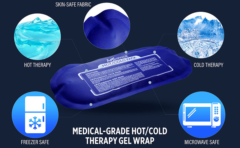 Medvice 2-Pack Reusable Gel Ice & Heat Wraps – Versatile Strap for Injuries, Joint Pain & Muscle Soreness