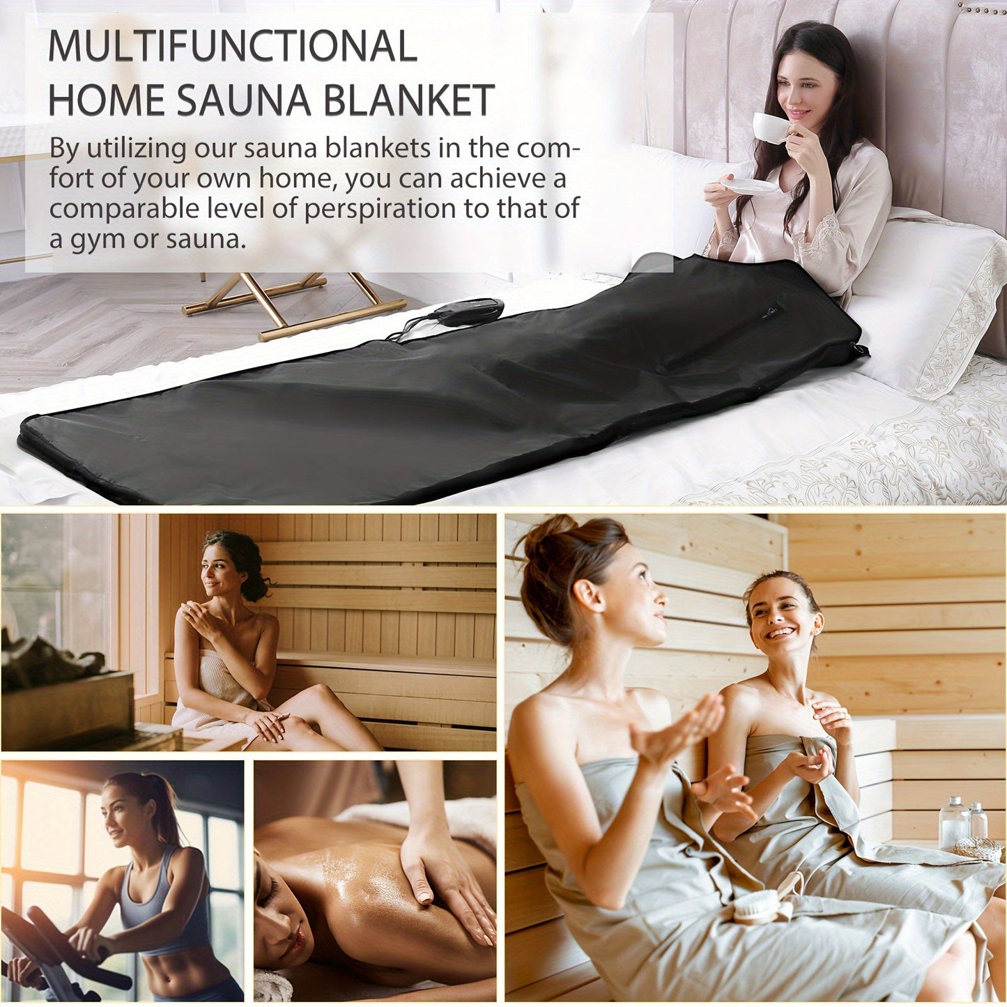 Portable Far Infrared Sauna Blanket - Home Sauna Accessory for Detox and Relaxation, 20-60 Minute Timer, 6ft x 2.6ft Size, Remote Control