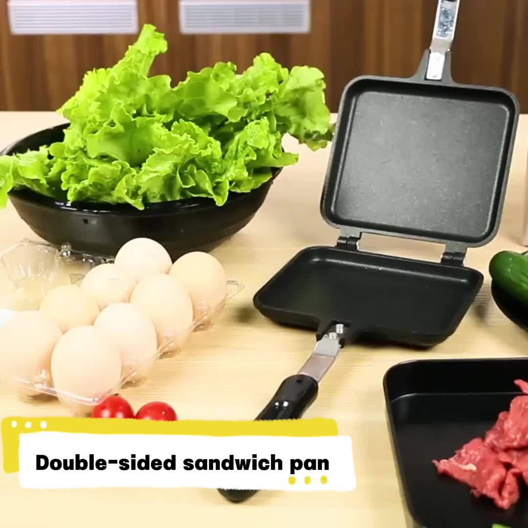 Deluxe Double-Sided Non-Stick Sandwich Maker - Grilled Sandwiches, Toast, Omelettes for Breakfast & Camping - Portable and Easy to Clean
