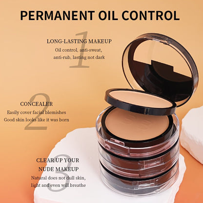 3 Color BB Cream Powder – Double-Layer Design for Oil Control and Concealing, Contains Plant Squalane for a Perfect Natural Makeup Look