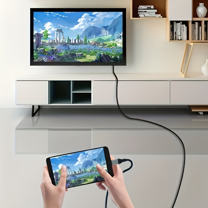 USB 3.1 Type-C to HDTV Adapter Cable - 4K HD Display, 2m/6.6ft, USB-Powered, Direct Phone to TV Connection, No WiFi/Software Required