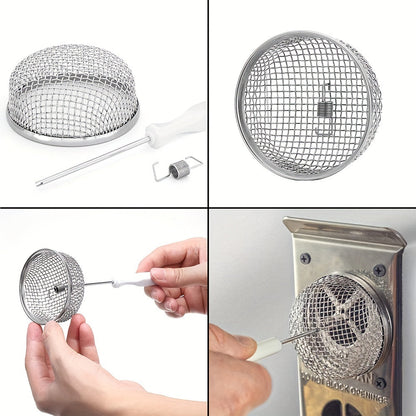 2pcs Stainless Steel RV Furnace Vent Screen with Tool – 2.8” Round Insect-Resistant Mesh for Camper Vents – Outdoor Trailer Accessories