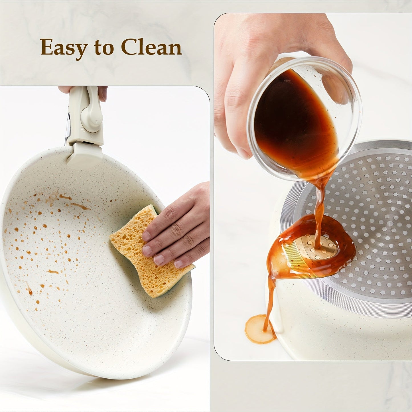 12-Piece Nonstick Cookware Set with Detachable Handle – Beige Induction, Dishwasher & Oven Safe Pots and Pans