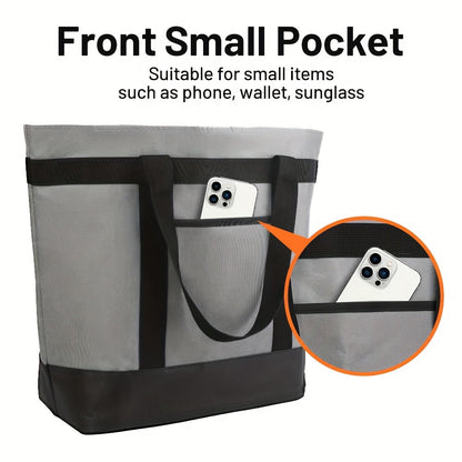 Insulated Reusable Tote Bag – For Grocery Shopping, Food Delivery, and Travel – Keeps Food Cold, Ideal for Doordash/Grubhub, Cooler Bag for Beach/Picnic