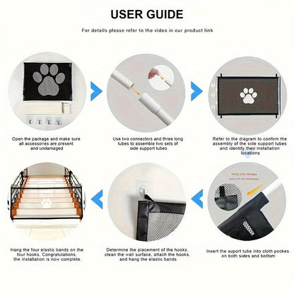 Ultimate Pet Safety Gate – Adjustable, Childproof Mesh Fence for Small Dogs – Quick-Fold, Portable, Easy-Install for Hallways, Doorways, Staircases – Durable Pet-Proof Home Protection