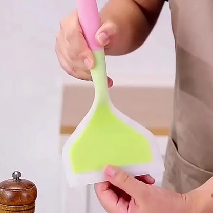 Premium Tamagoyaki Silicone Spatula - Heat-Resistant, Non-Stick with Wide Mouthed Ergonomic Grip - Ideal for Pizza, Frying, Grilling, Pancakes, Fluorescent Green, Eid Al-Adha Mubarak