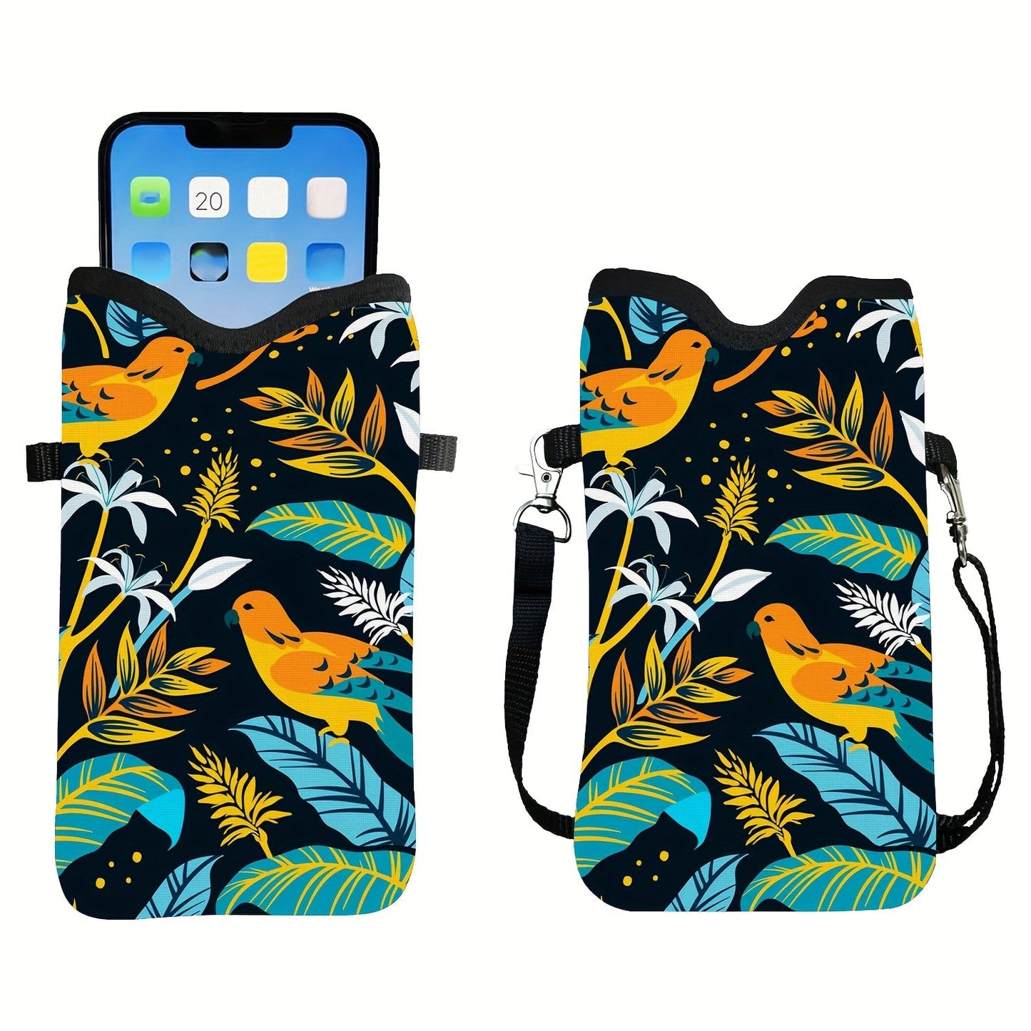 Shockproof Phone Pouch with Adjustable Lanyard - Versatile Print Design, Compatible with Multiple Models