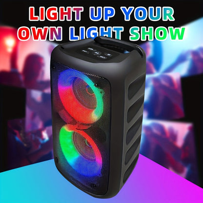 KING LUCKY Boombox Wireless Speaker - Large Stereo Sound, Subwoofer, Outdoor Party Speaker with Microphone, Disco Light, TWS, TF, AUX, MIC, Rechargeable Battery