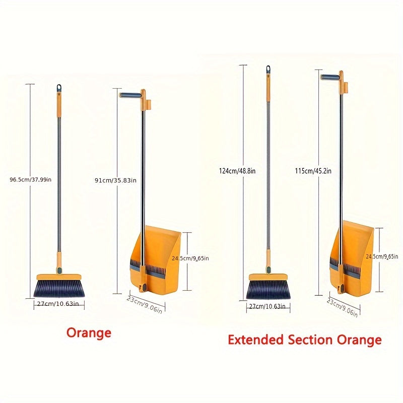 Household Broom and Dustpan Set – Long Handle Floor Cleaning with Rotatable Broom and Comb Tooth Dustpan – Ideal for Home, Kitchen, Office – Cleaning Supplies and Back to School Tool