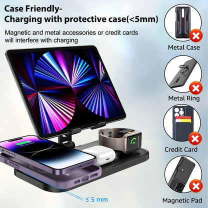 4 in 1 Wireless Charger for Apple – Charging Station for iPhone 15 Pro Max/14/13, AirPods Pro 2, iPad, and iWatch Series