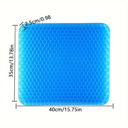 Super Large Blue Gel Cushion (1 Cushion + 1 Cloth Cover) – Thick, Ergonomic Comfort for Wheelchair and Office Chair, Pain Relief for Hip Pain, Soft, Breathable, Long-Lasting Support