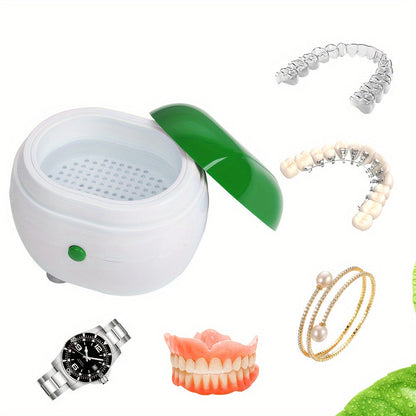 Multifunctional Portable Ultrasonic Cleaner - For Dentures, Retainers, Aligners, Mouth Guards, Jewelry, Plastic, Battery-Powered with Non-Rechargeable Battery - 1pc Automatic Dental Cleaning Case