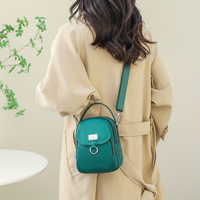 Solid Color Zipper Crossbody Bag – All-Match Coin Purse – Women's Shoulder Bag for Shopping