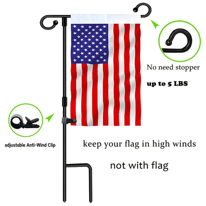 Garden Flag Stand Holder – Pole with Flag Stopper and Clip, Waterproof Powder-Coated for House, Yard and Seasonal Flags (Flag Not Included)