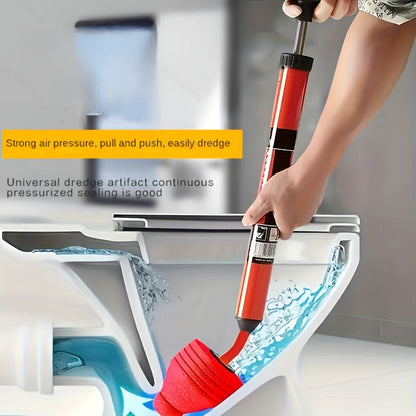 Heavy-Duty Pneumatic Toilet Plunger - High-Pressure Drain Pipe Cleaner with Humanized Pump Design, Rubber Material, Commercial Tool for Toilet, Sink, Pipe Blockage Removal