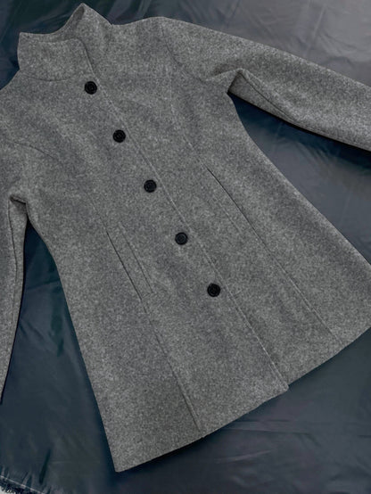 Women's Single-Breasted Overcoat - Solid Color Long Sleeve Casual Outerwear for Fall and Winter