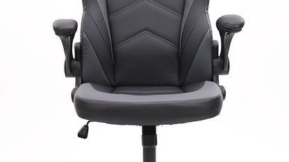 Ergonomic Gaming Chair – PU Leather Home Office Desk Chair with Lumbar Support, Height Adjustable, Big and Tall with Flip-Up Armrests and Swivel Wheels for Adults and Teens