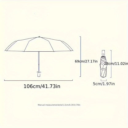 Extra Large 12-Rib Windproof Folding Umbrella – Waterproof for Business Travel, Men and Women, Ideal for Rainy and Sunny Days