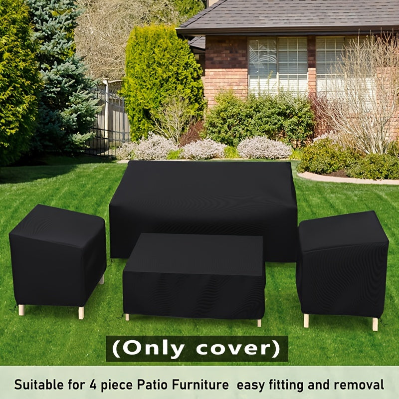 4 Piece Patio Furniture Cover Set – 210D Heavy-Duty Waterproof Covers for Sofa, Chairs & Coffee Table, Windproof with Adjustable Drawstring, Ideal for Living Room, Courtyard & Balcony