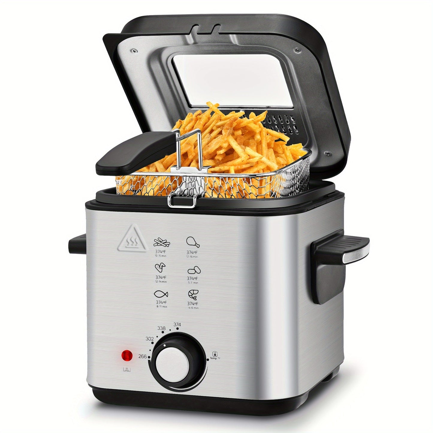 SUSTEAS 1500W Electric Deep Fryer with Basket - Easy Clean Non-Stick Pot, Temperature Control, Removable Lid, Ideal for Home Kitchens and Restaurants